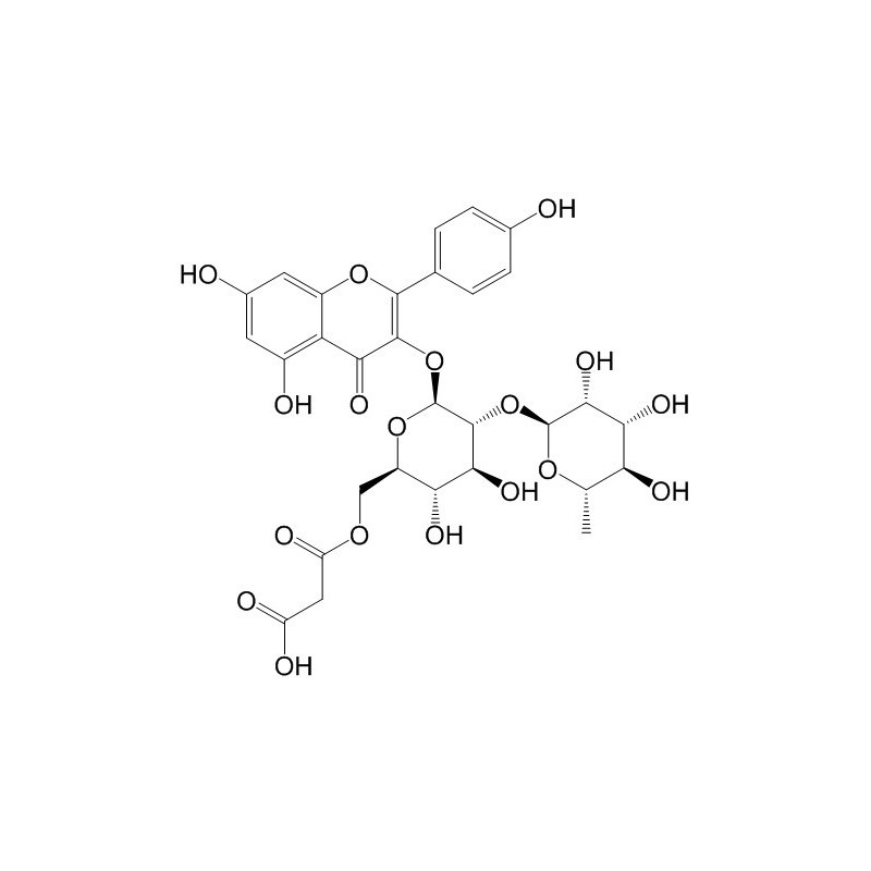Structure of 528606-92-0 | Kaempferol 3-O-(2''-O-α-rhamnosyl-6''-O-malonyl)-β-glucoside
