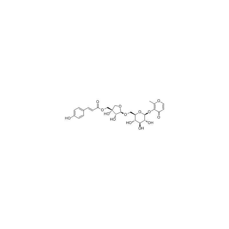 Structure of 1018452-31-7 | Maltol 3-O-(5-O-p-coumaroyl)-β-D-apiofuranosyl-(1→6)-O-β-D-glucopyranoside