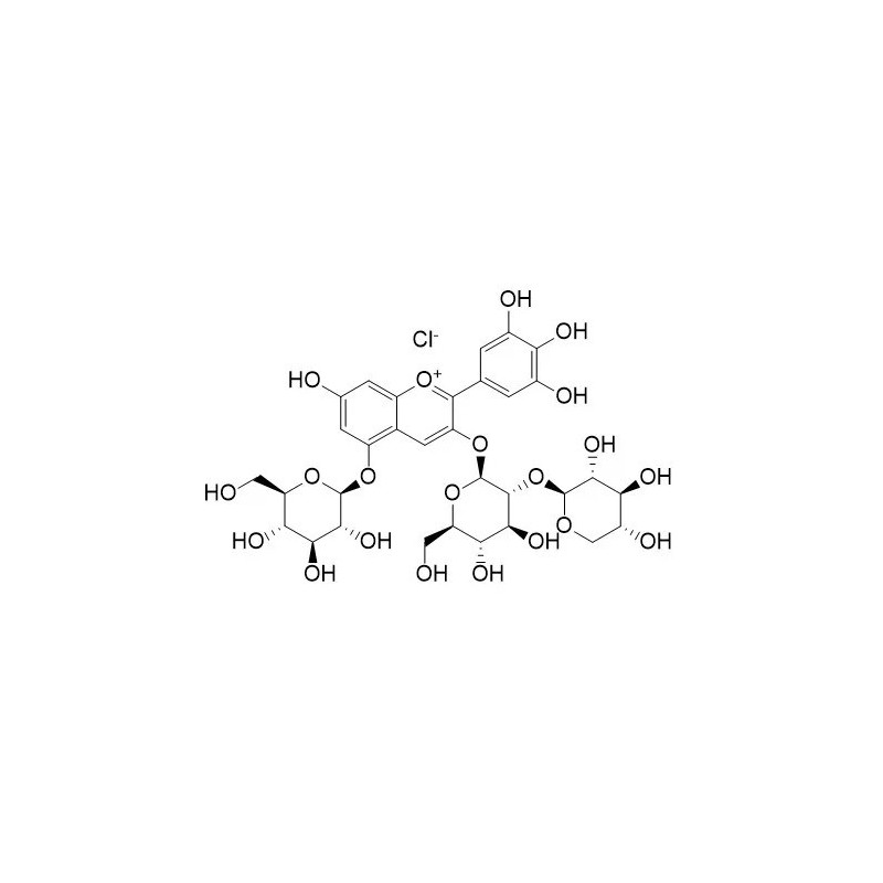 Structure of 36415-91-5 | Delphinidin-3-O-sambubioside-5-O-glucoside chloride