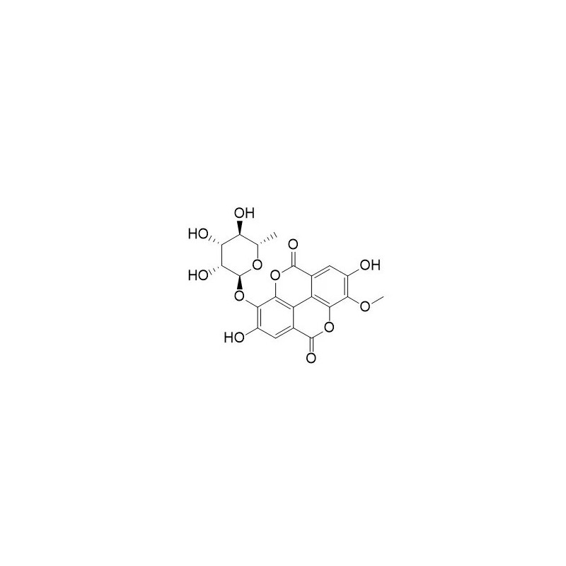 Structure of 352280-34-3 | 3-O-Methylellagic acid 3'-O-alpha-rhamnopyranoside