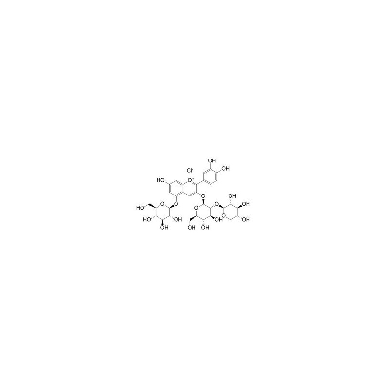 Structure of 53925-33-0 | Cyanidin-3-O-sambubioside-5-O-glucoside chloride